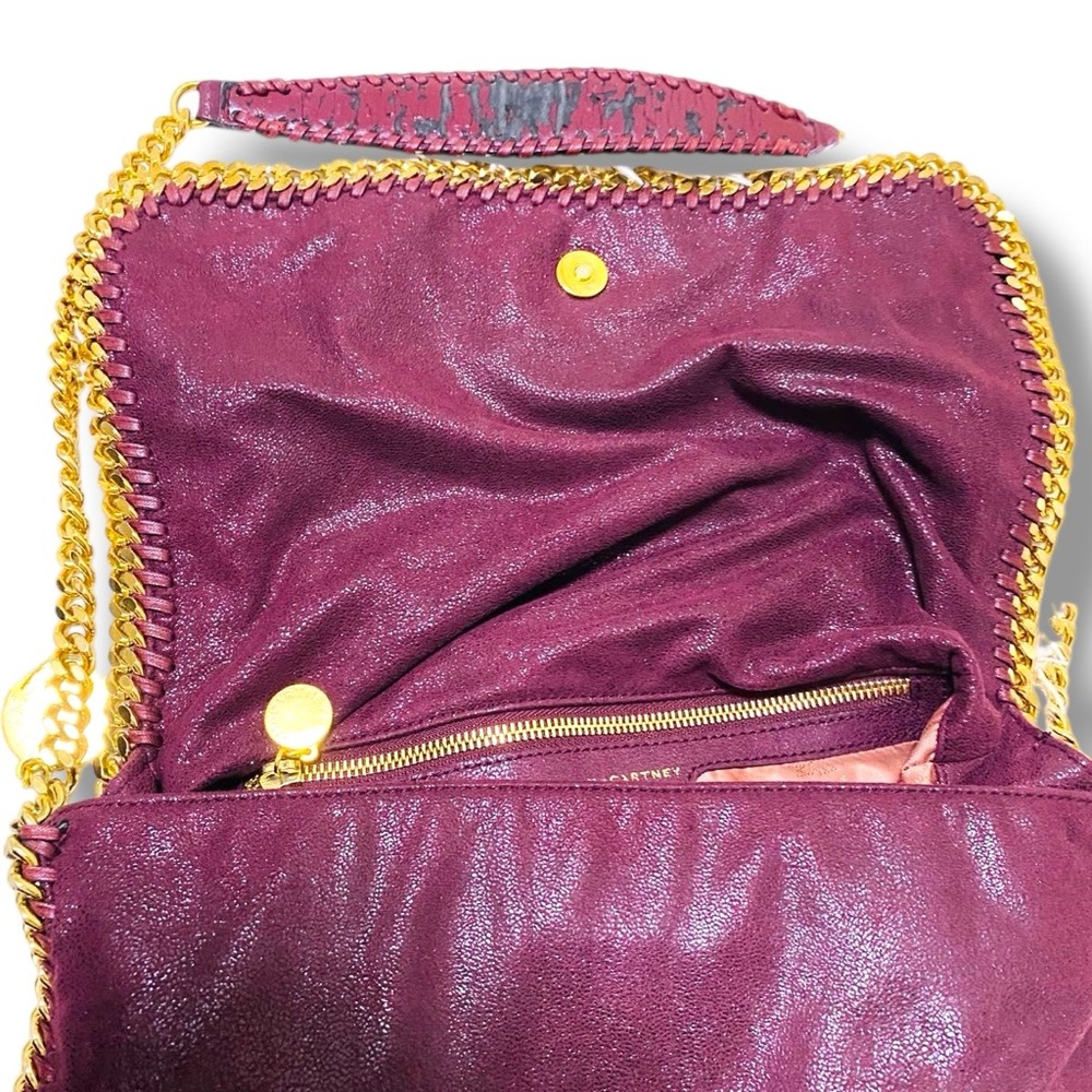 Stella McCartney Falabella Burgundy Purple Shaggy Deer Shoulder Bag Goldtone HW - Picture 14 of 17